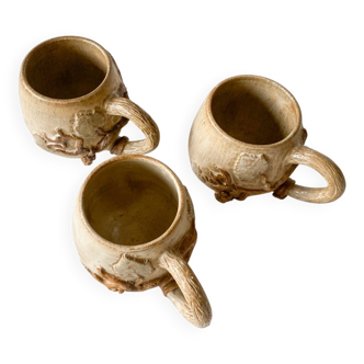 3 stoneware cups