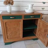 Buffet in elm burl, restyled in green and wood