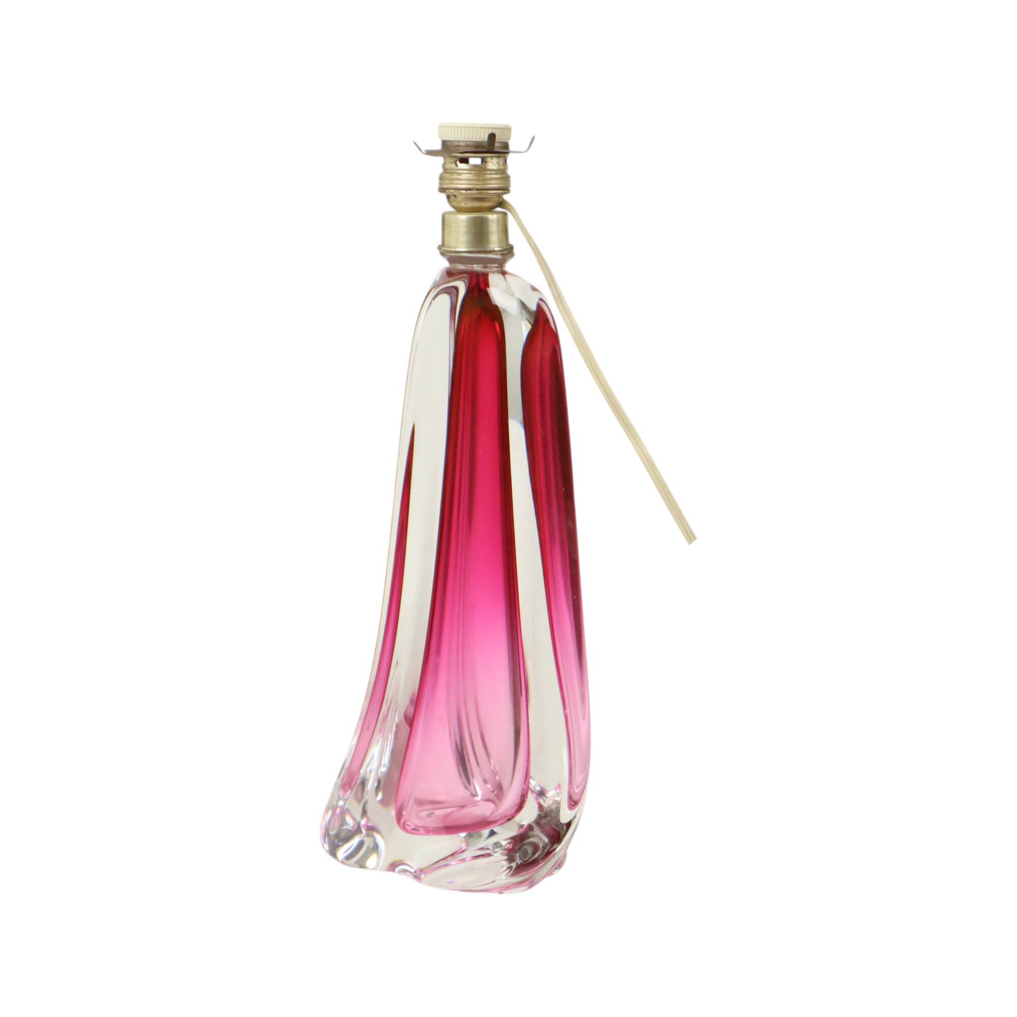 Purple Pink Table Lamp Crystal Val Saint Lambert Swirl 60s