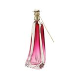 Lampe de table violet rose en cristal Val Saint Lambert Swirl années 60