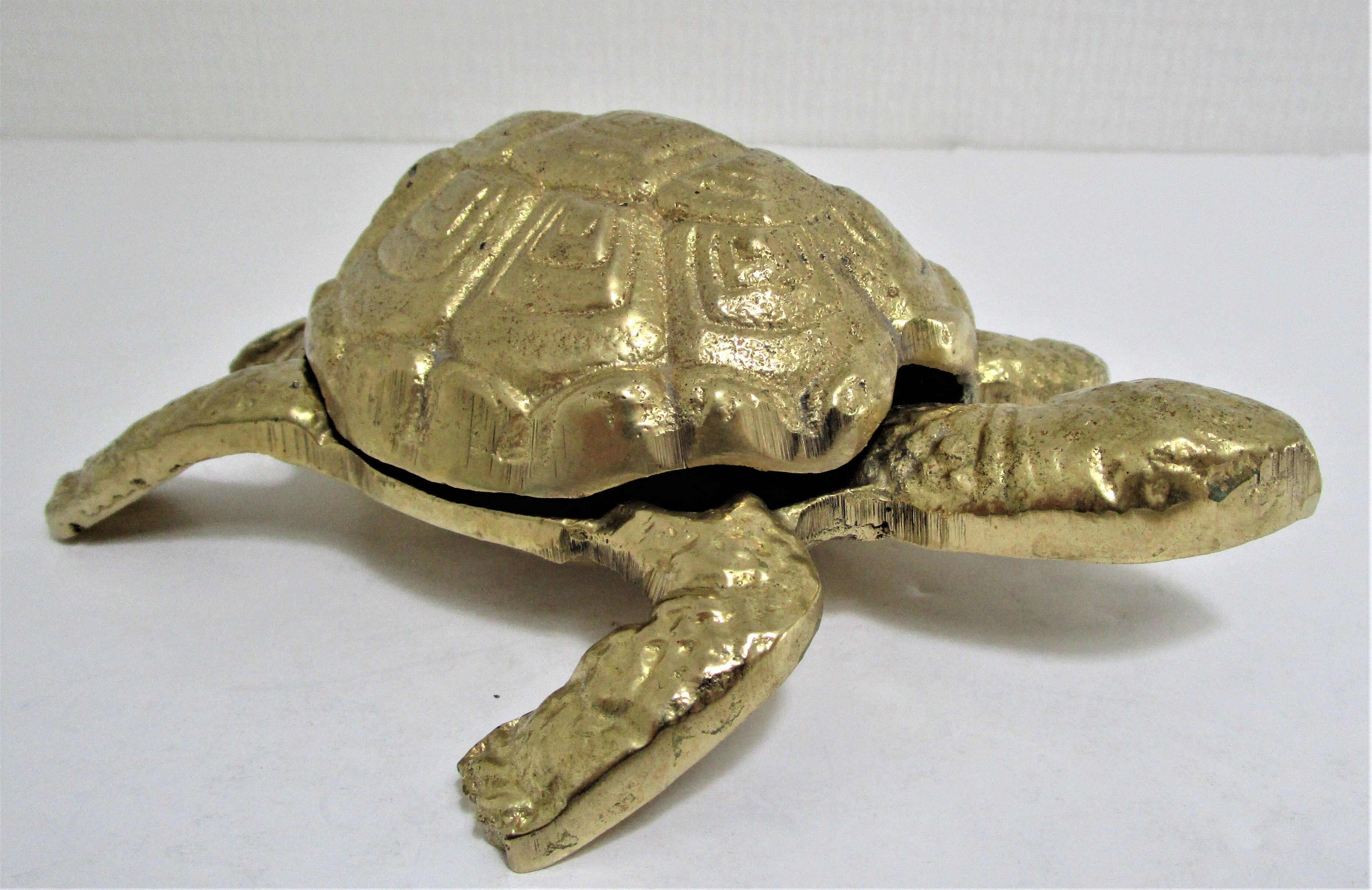 Zoomorphic turtle vintage brass ashtray