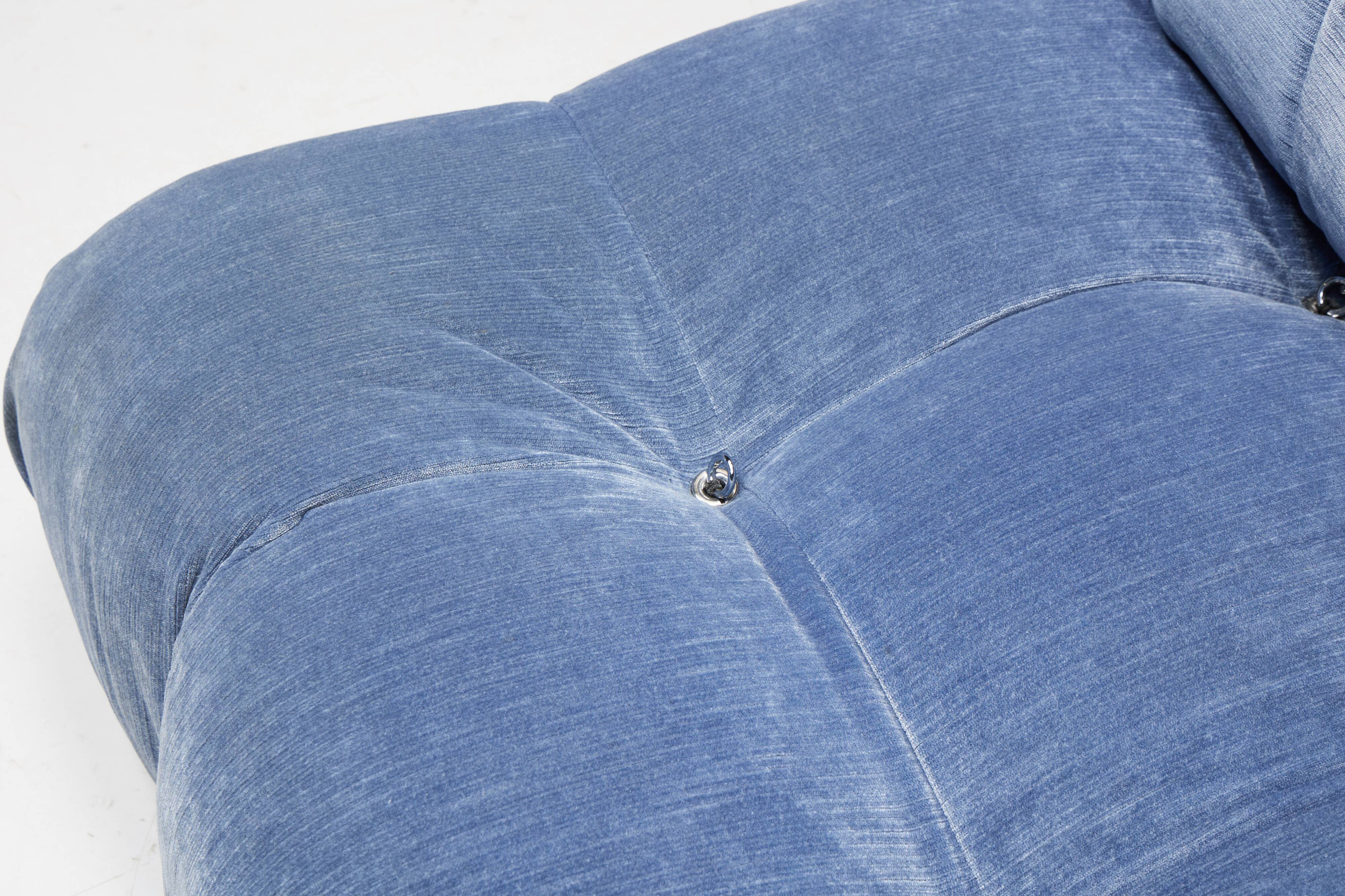 Blue Velvet Camaleonda Sofa by Mario Bellini for B&B Italia, Italy, 1970s