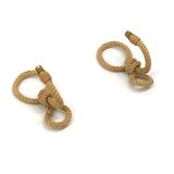 Pair of rope sconces with rafia lampshade for Le berceau de France, circa 1960