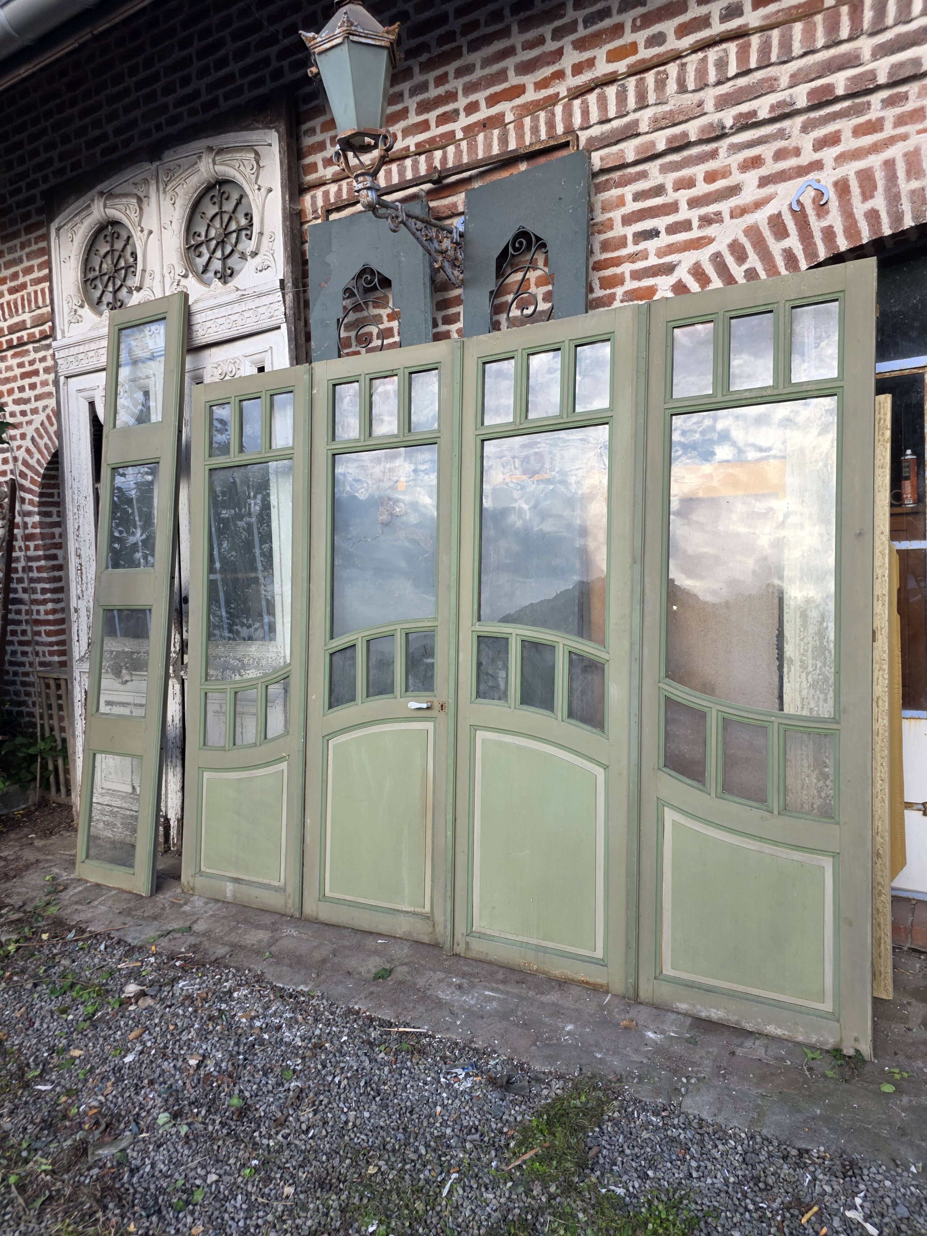 4 Art Nouveau partition doors + transom