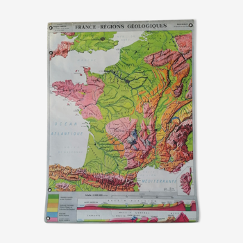 Old MDI map France geology and relief J.Bertin.