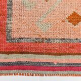Pastel Tones Geometric Turkish Vintage Hallway Runner Rug, 95x345 Cm