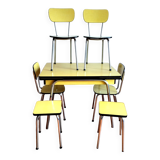 Yellow Formica table and chairs 1970