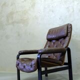 Mid-century Finnish leather lounge chair by Oy BJ Dahlqvist for BD Furniture, 1960s