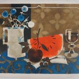 Yves Ganne: The White Pitcher and the Watermelon, original signed lithograph