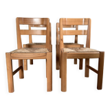 Vintage elm and straw chairs Maison Regain