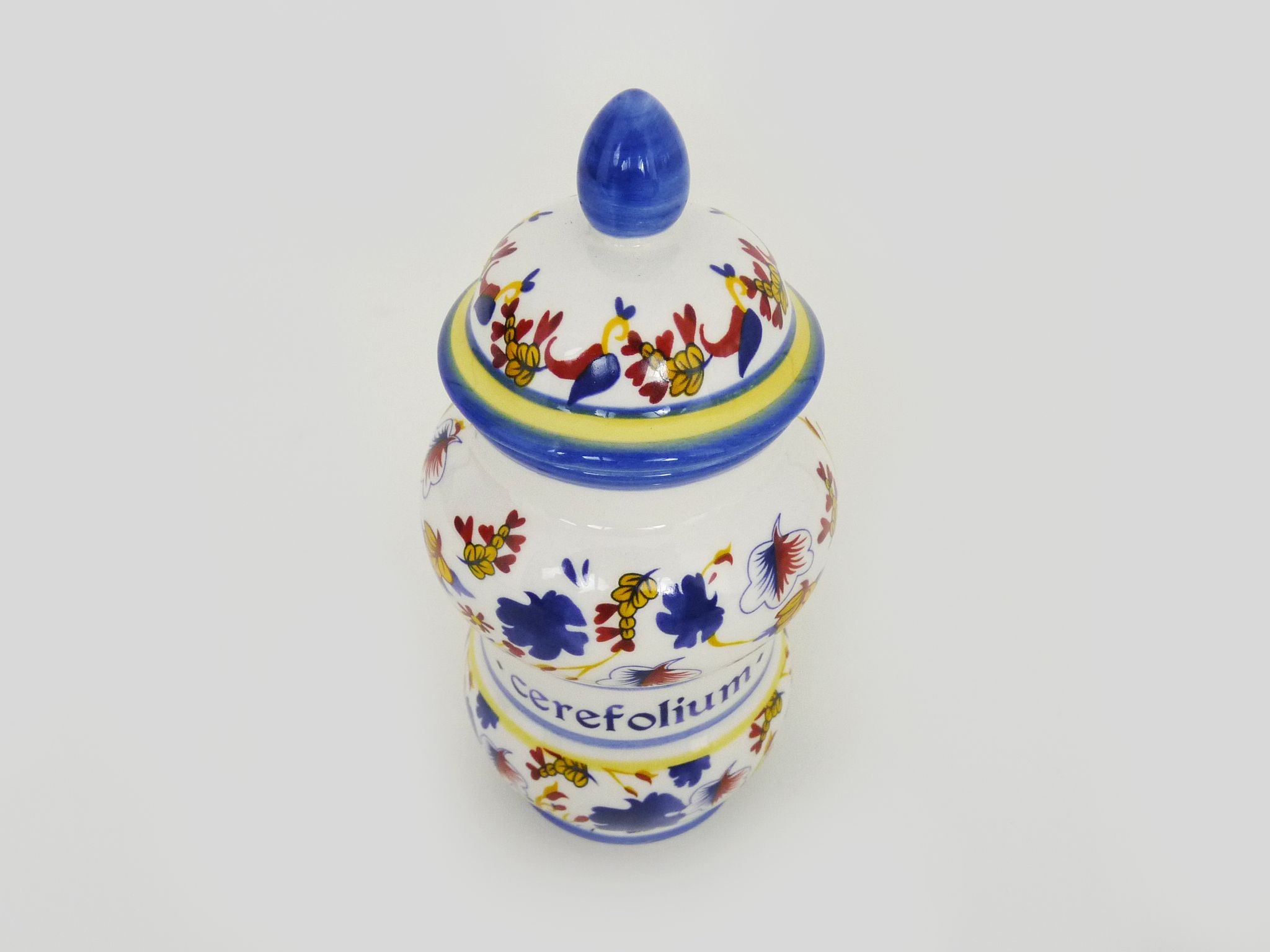 Old apothecary pot, ceramic Cerefolium medicine jar. Year 70 80