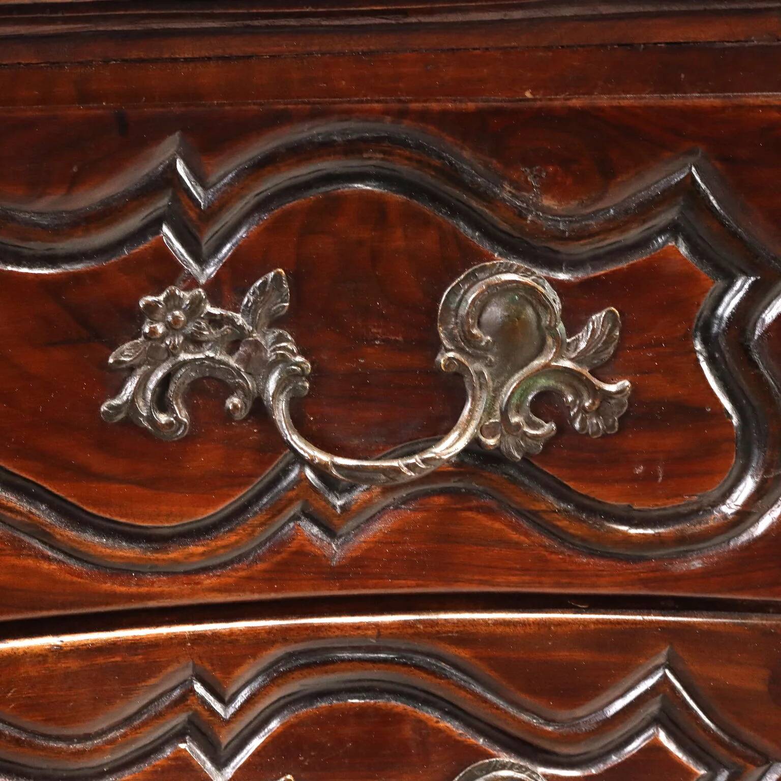 Antique baroque walnut commode, France, 18th century