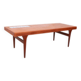 Vintage teak coffee table with blue tiles by Johannes Andersen, Silkeborg 1960s
