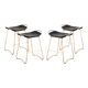 4 contemporary kitchen bar stools, in brass-plated metal and leather.