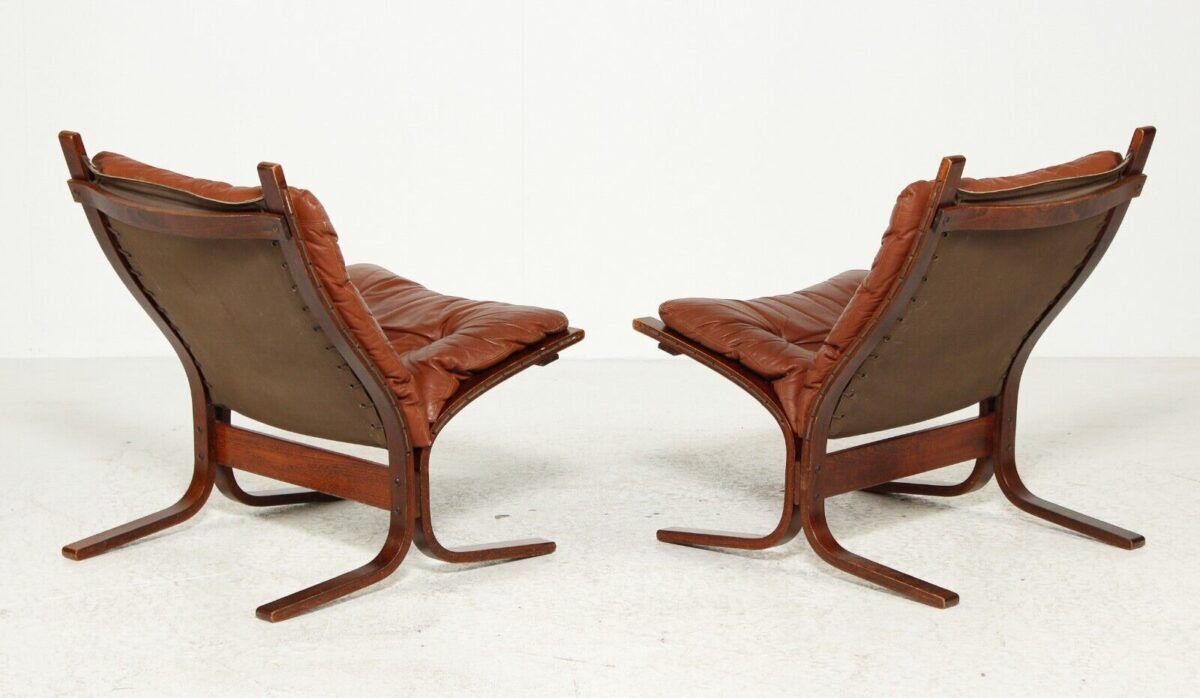 Vintage Norwegian mid-century leather Siesta chairs by Ingmar Relling