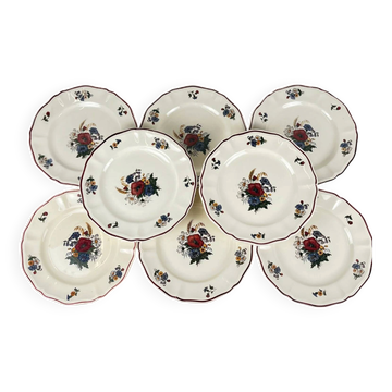 Set of 8 dessert plates "Agreste" Sarreguemines, 20th century