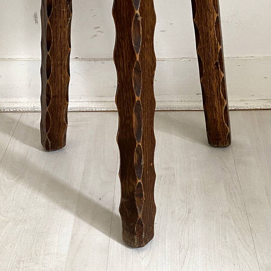 Tripod brutalist solid wood foot stool