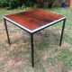 Square black metal coffee table and rosewood top circa 1960