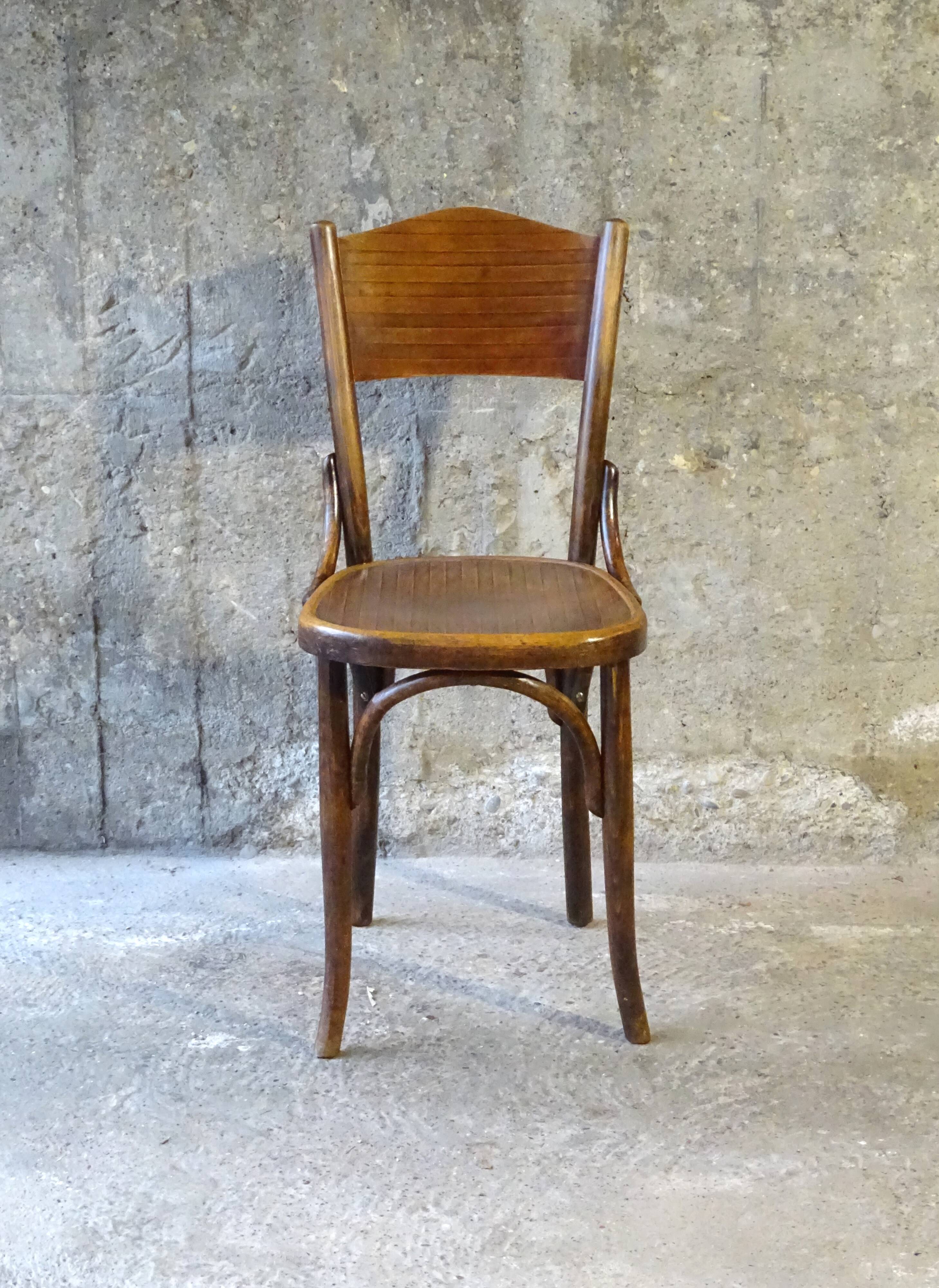 Fischel bistrot chair N°7273, wooden seat, circa 1930