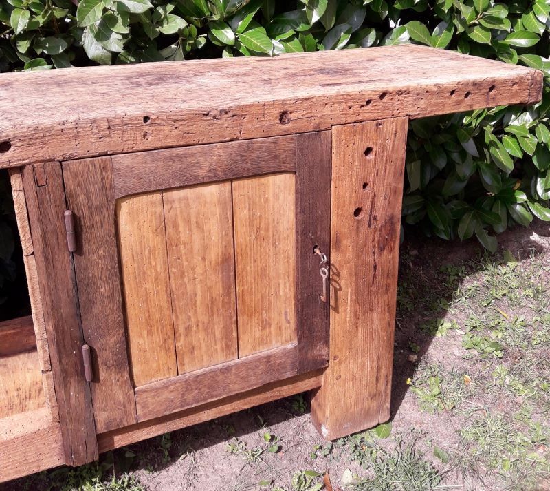 Workshop workbench L261xD50xH80,5cm old beech