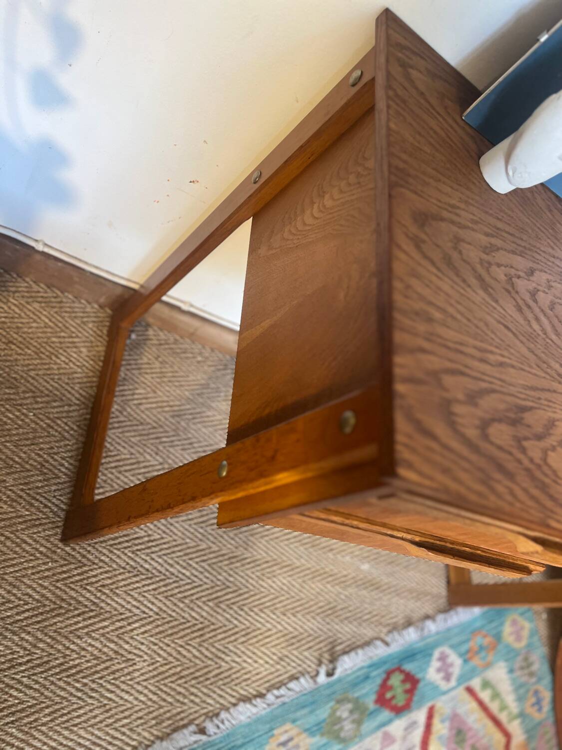 Vintage desk sled legs oak veneer