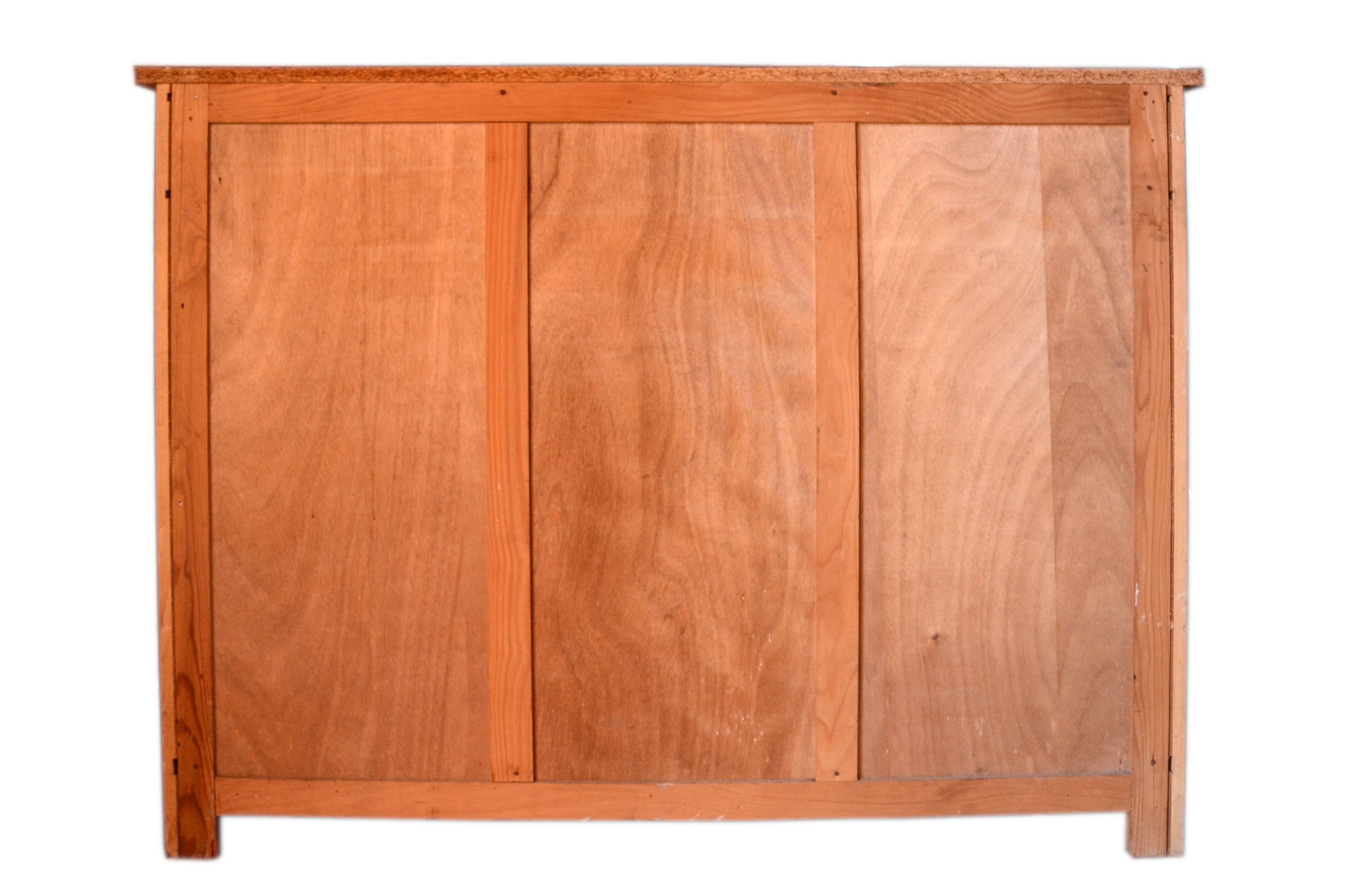 Wooden enfilade with fuchsia pink and black formica, 1950s, 130x50x100cm