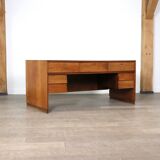 Curved Directors desk in walnut, Italy 1940s