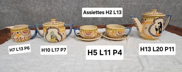 Service a café tete a tete Vintage Henriot Quimper vers 1970