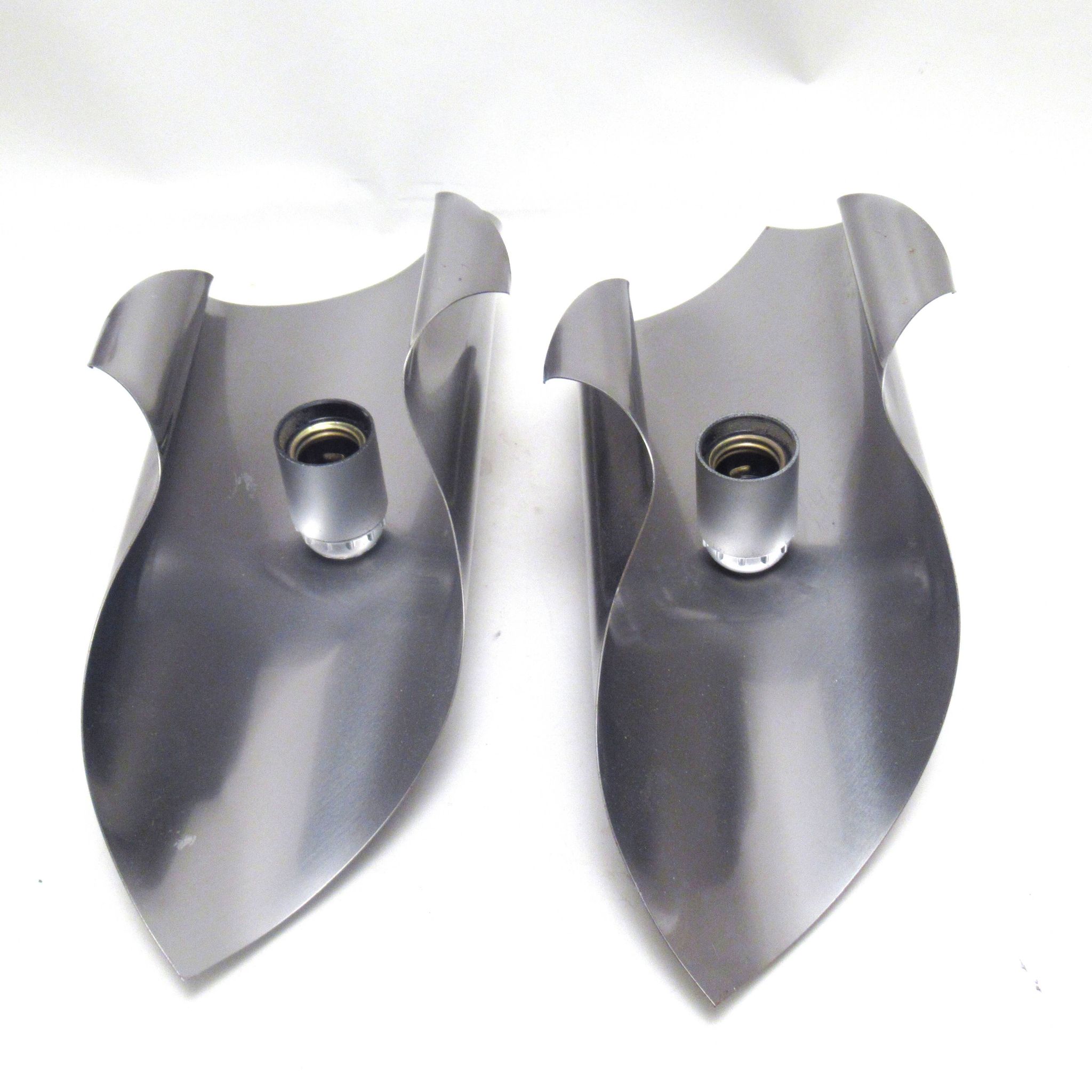 Pair of brushed metal wall lamps 1970