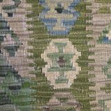Green Wool Afghan Kilim Traditional Geometric Flat-woven Handmade Rug- 80x120cm