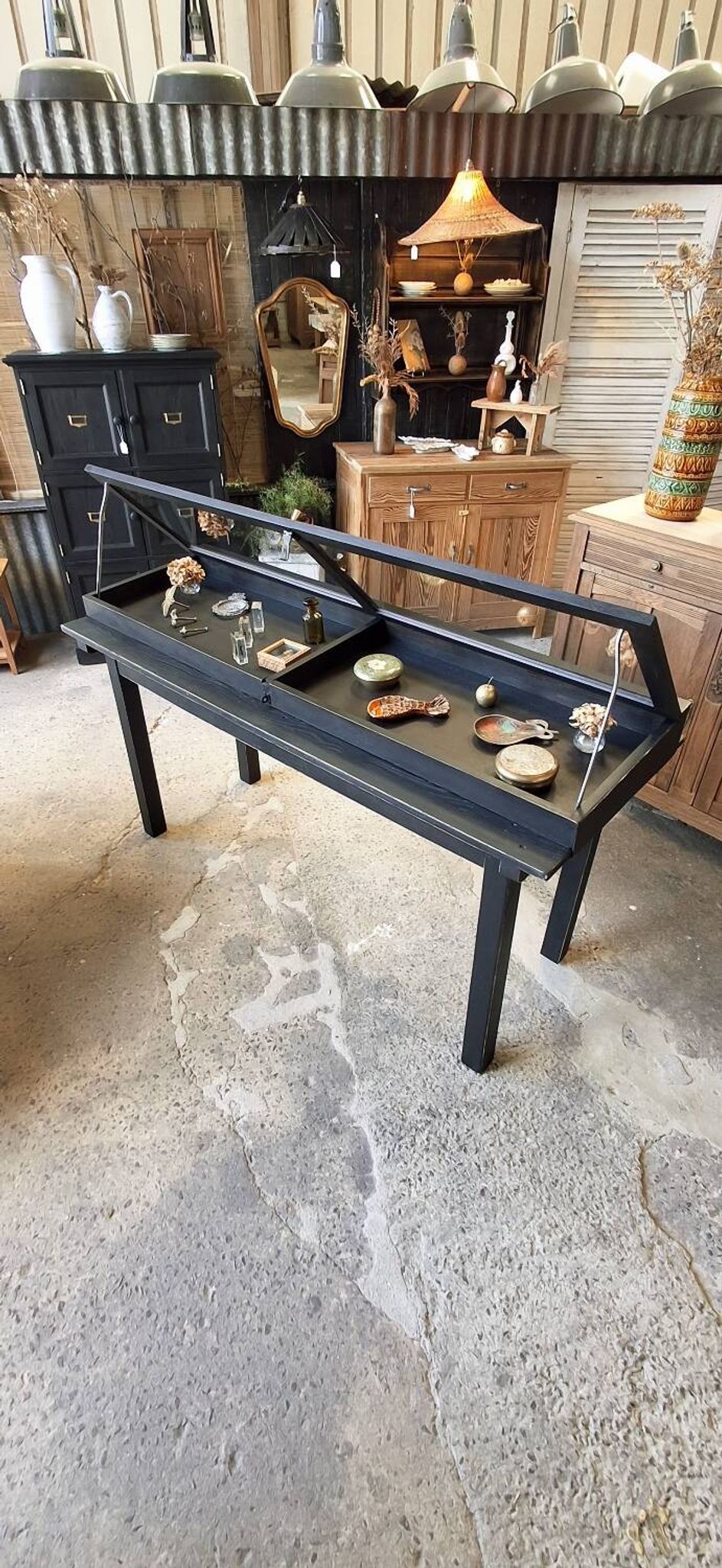 Antique display cabinet on legs