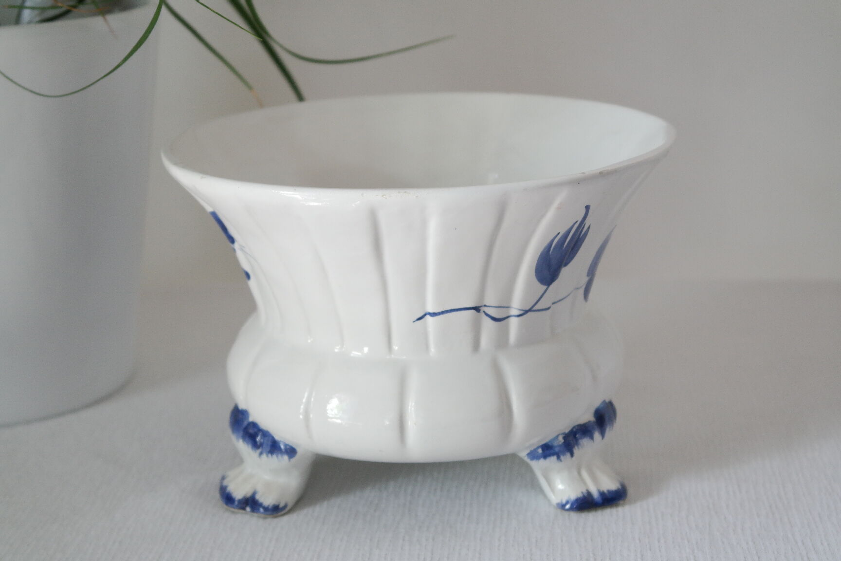 Cache pot céramique faïence  bleu delft