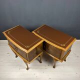 Vintage wooden bedside tables, Italy, 1950s, set of 2