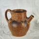 Rooster frieze pitcher, glaze with warm brown drips, ochre and volcanic - Denbac - 30s