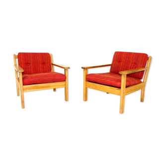 Set de 2 fauteuils en pin, Suède, 1970