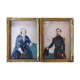 Paintings during enhanced processes watercolor family portrait XIX° + frame