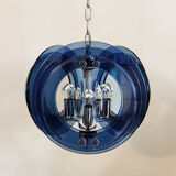 1970s gorgeous blue and green chandelier by veca. made in italy