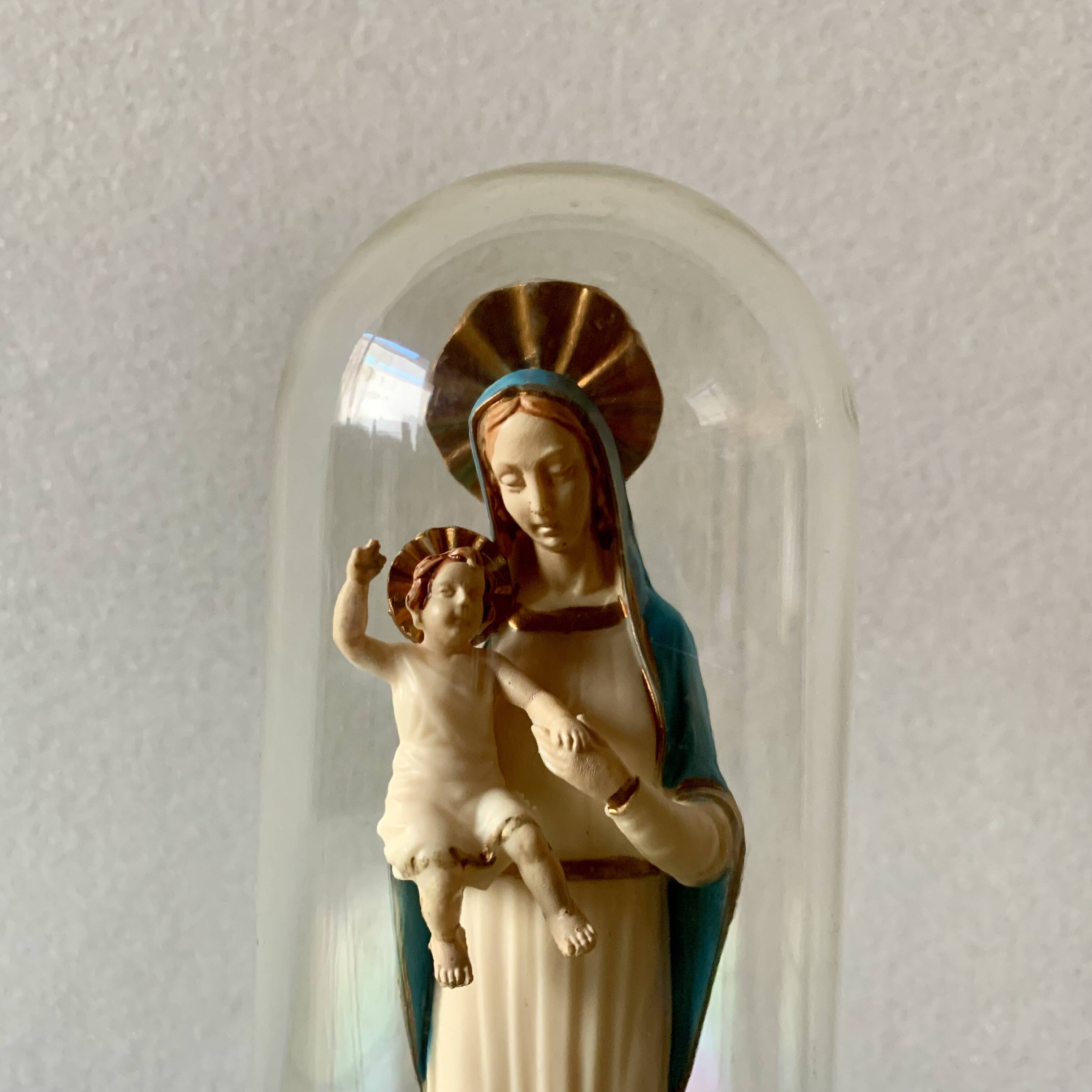 Madonna under bell with Baby Jesus in plastic - Made in Italy - 1960.