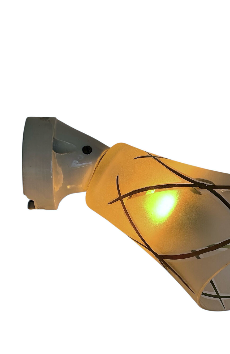 Pair of Art Deco opaline and porcelain wall lights