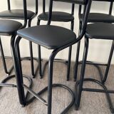 Series of 6 tubular and leatherette stools, 70s- 80s