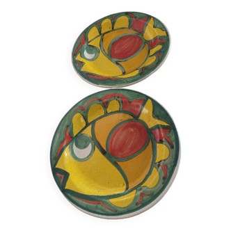 2 terracotta dishes Giovanni Desimone Italy 1960s