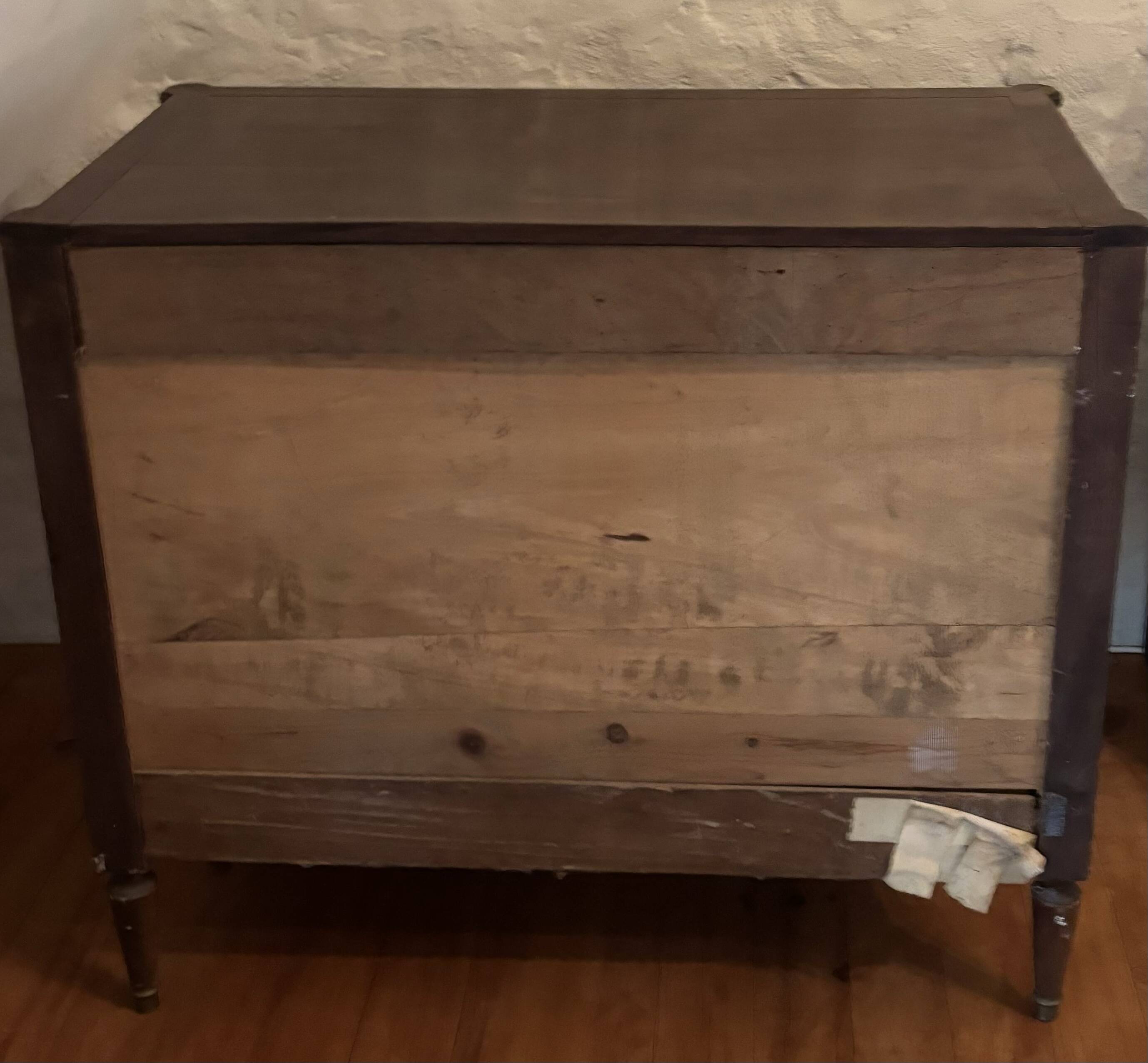 Commode ancienne 3 tiroirs style Empire/Restauration Poignées bronze cordée