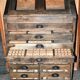 Antique wooden printer's cabinet commode printing desk drawers with locker - craft furniture