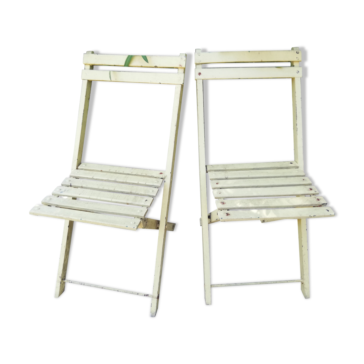Two folding garden chairs
