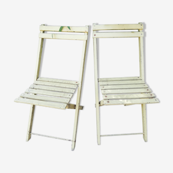 Two folding garden chairs