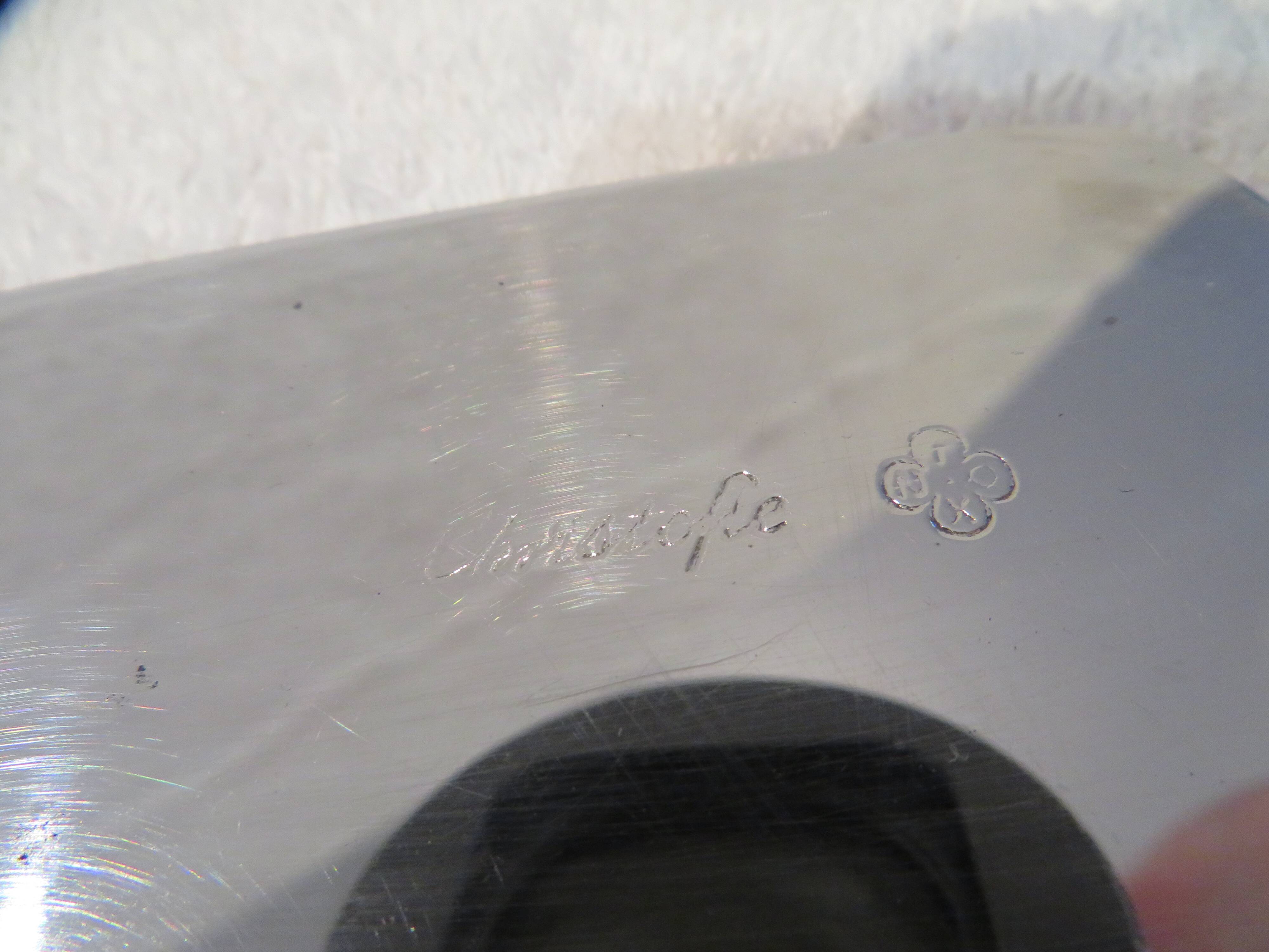 Christofle silver metal ice cream cutter shovel with oxidation ribbons