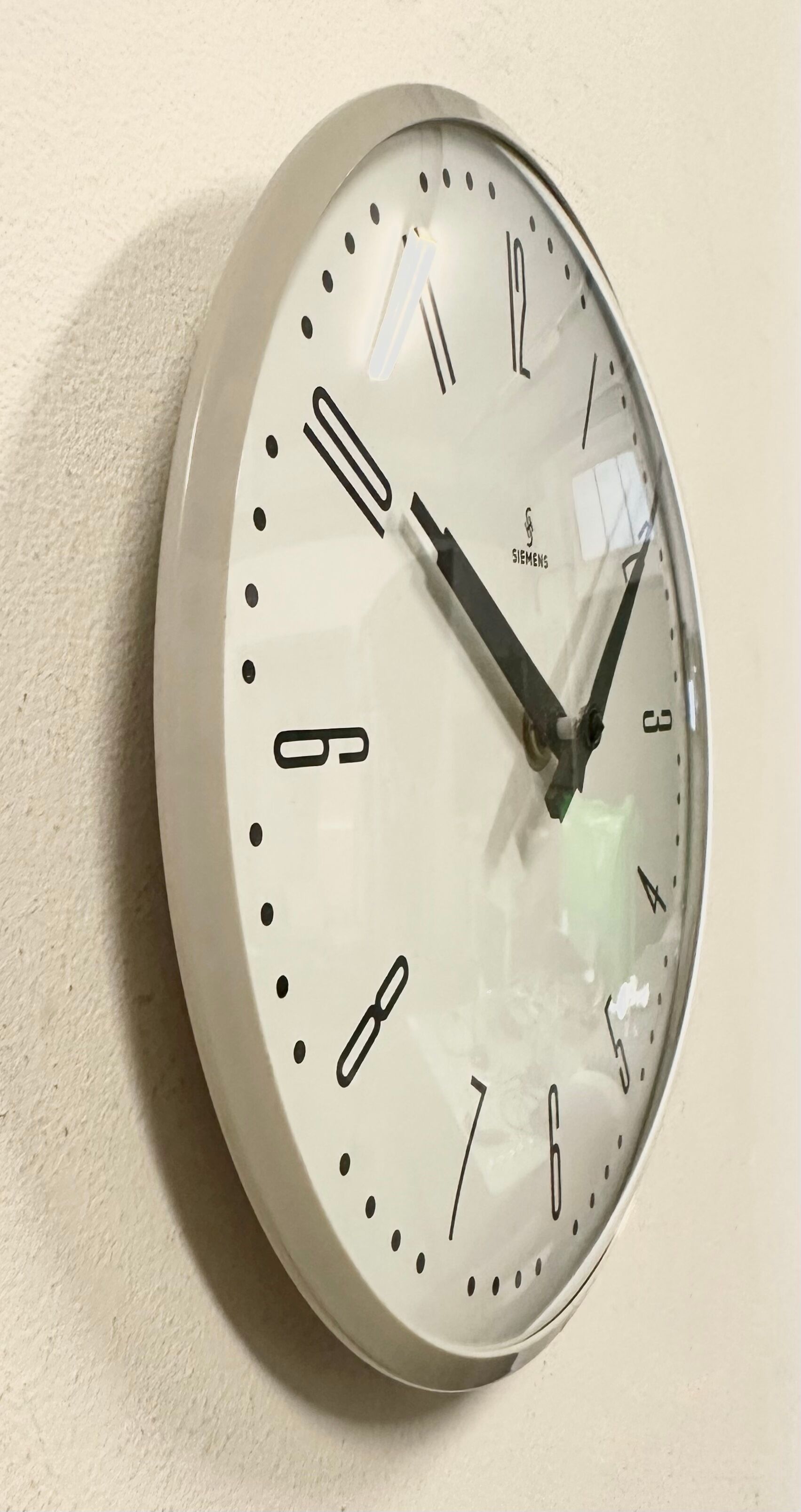 Grey Industrial Factory Wall Clock from Siemens, 1970s