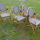 Lot de 5 fauteuils bistrot de terrasse type "parisienne" blanc et bleu