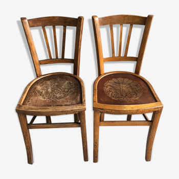 Pair of bistro chairs engraved 1930