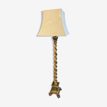Twisted floor lamp in gilded wood